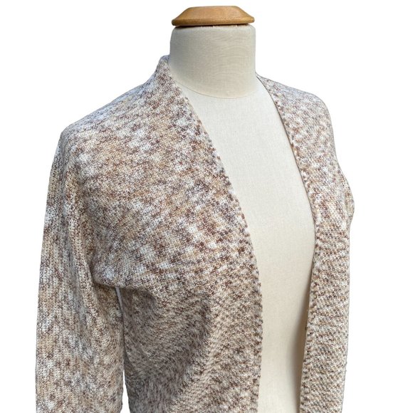 American Rag Oatmeal Brown Longline Loose Knit Open Front Cardigan-Sweater-S - Picture 4 of 15